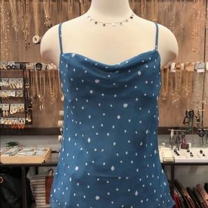 Millibon Blue Cowl Neck Spot Cami Top BRAND NEW
